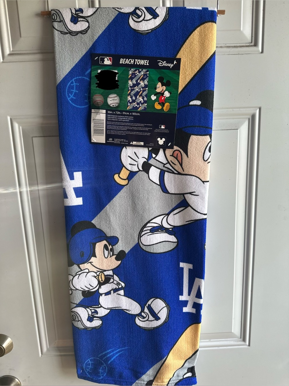 Disney Los Angeles Dodgers Mickey Mouse Beach Towel - Blue, White, Yellow
